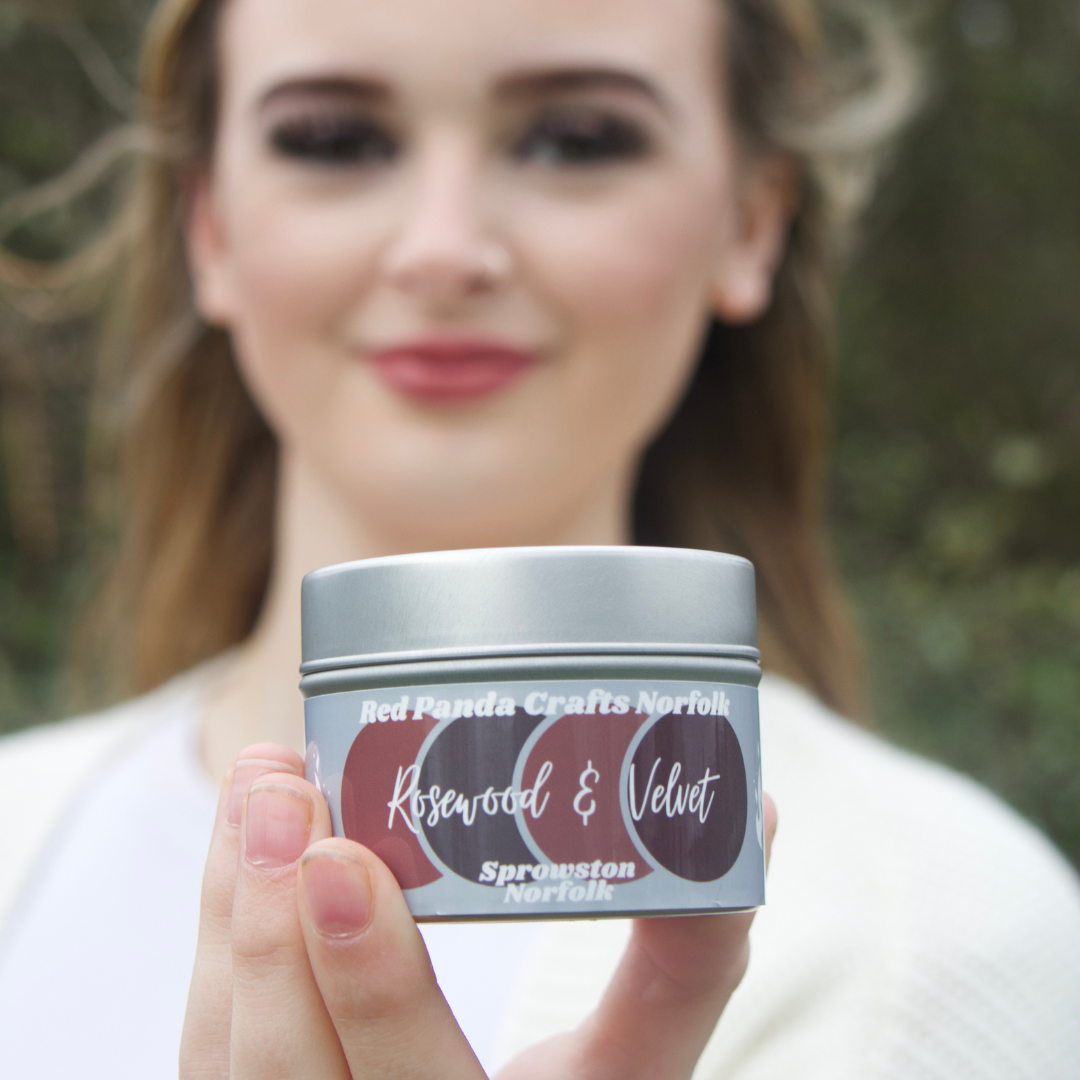 Rosewood & Velvet Hand-poured & luxury Soy Candle Tin