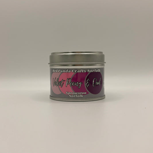 Velvet Peony & Oud Hand-poured & luxury Soy Candle Tin