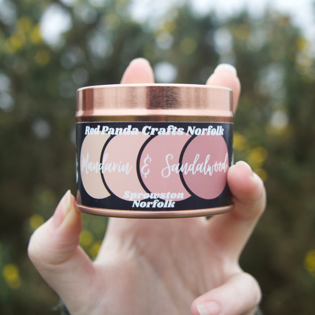 Mandarin & Sandalwood Hand-poured & luxury Soy Candle Tin