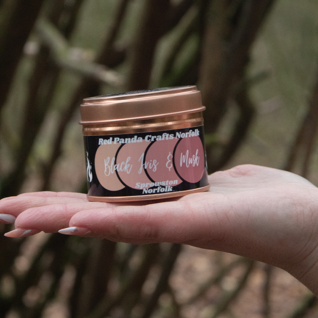 Black Iris & Musk Hand-poured & luxury Soy Candle Tin