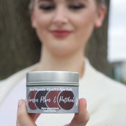 Damson Plum & Patchouli Hand-poured & luxury Soy Candle Tin