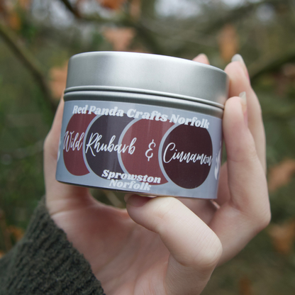 Wild Rhubarb & Cinnamon Hand-poured & luxury Soy Candle Tin