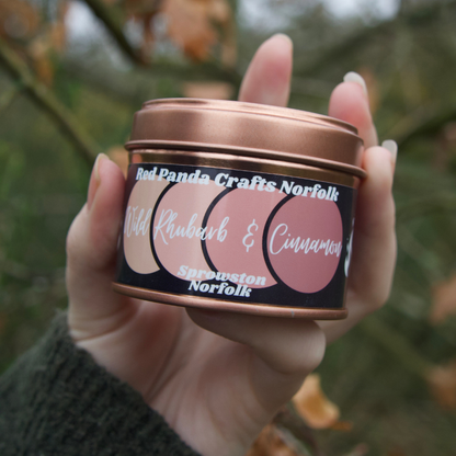 Wild Rhubarb & Cinnamon Hand-poured & luxury Soy Candle Tin