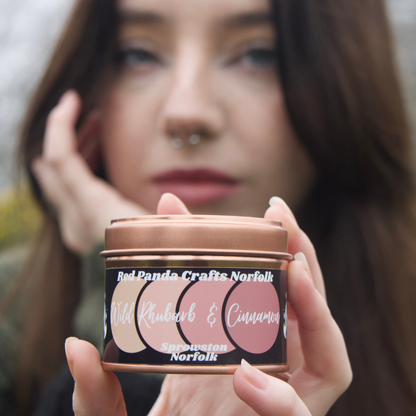 Wild Rhubarb & Cinnamon Hand-poured & luxury Soy Candle Tin