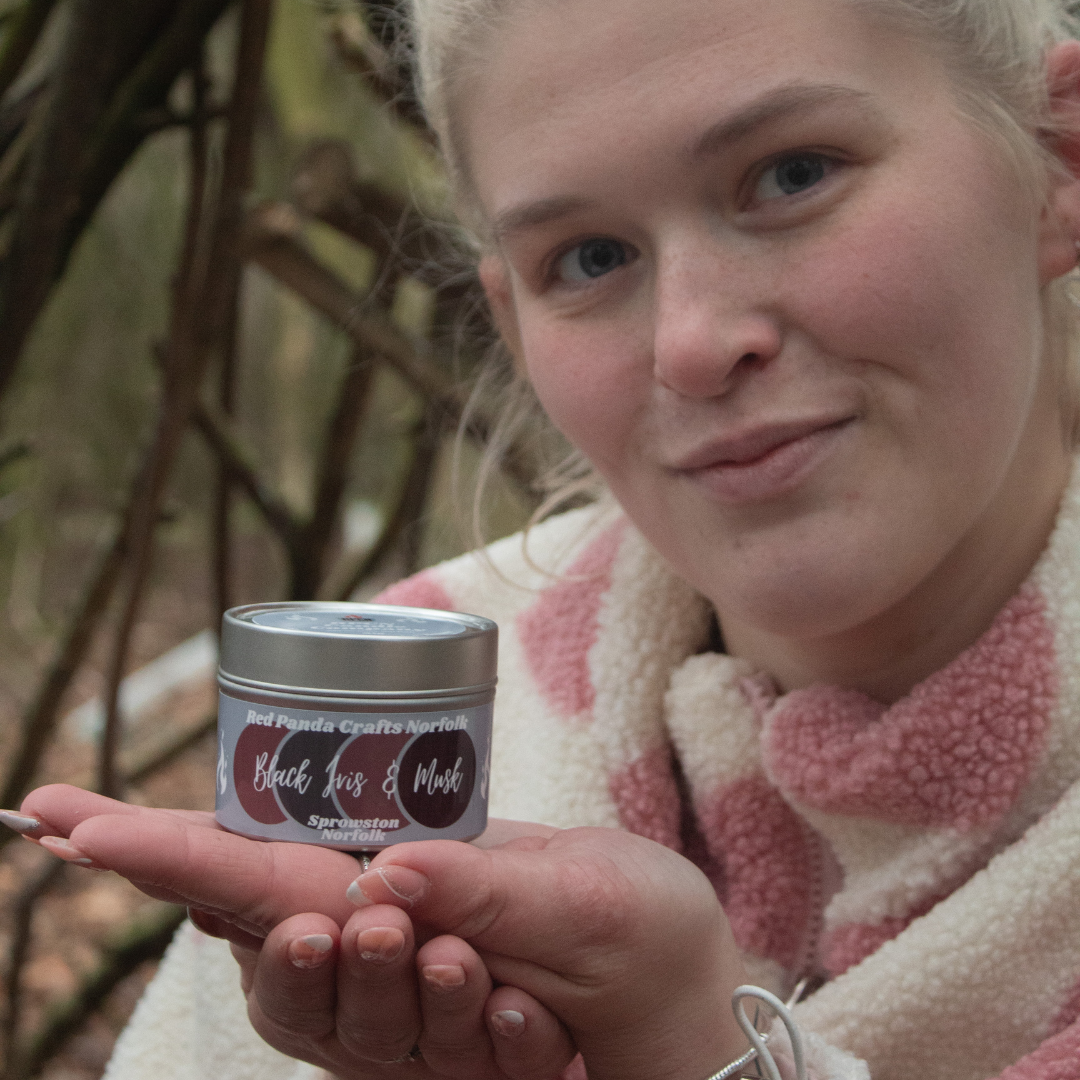 Black Iris & Musk Hand-poured & luxury Soy Candle Tin