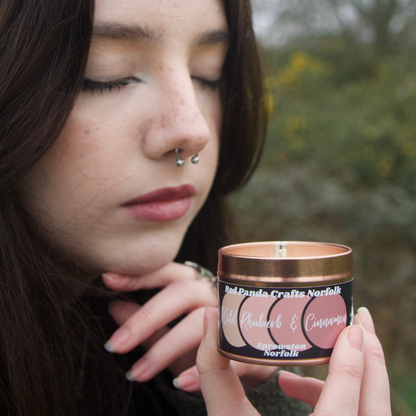 Wild Rhubarb & Cinnamon Hand-poured & luxury Soy Candle Tin