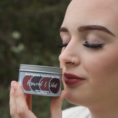 Rosewood & Velvet Hand-poured & luxury Soy Candle Tin