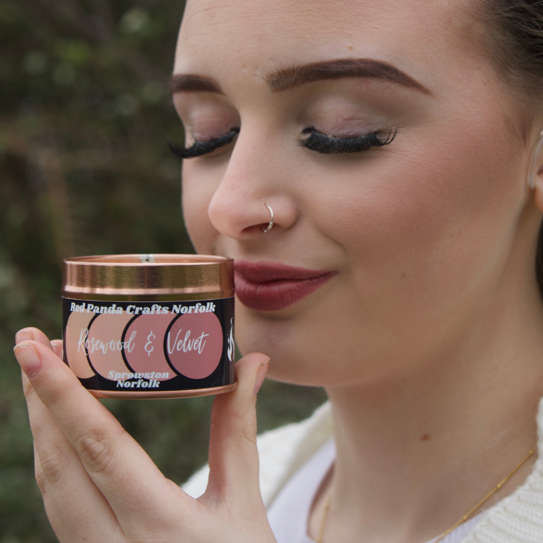Rosewood & Velvet Hand-poured & luxury Soy Candle Tin