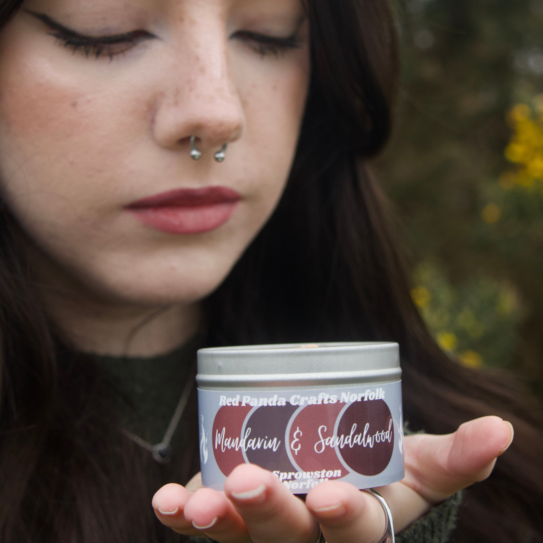 Mandarin & Sandalwood Hand-poured & luxury Soy Candle Tin