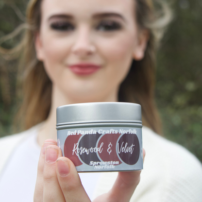 Rosewood & Velvet Hand-poured & luxury Soy Candle Tin