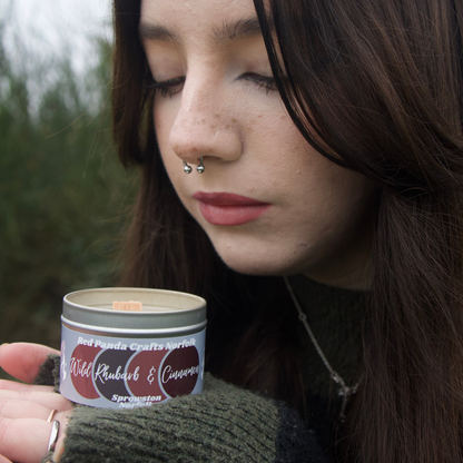 Wild Rhubarb & Cinnamon Hand-poured & luxury Soy Candle Tin