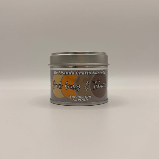 Dark Honey & Tabacco Hand-poured & luxury Soy Candle Tin