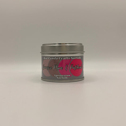 Damson Plum & Patchouli Hand-poured & luxury Soy Candle Tin