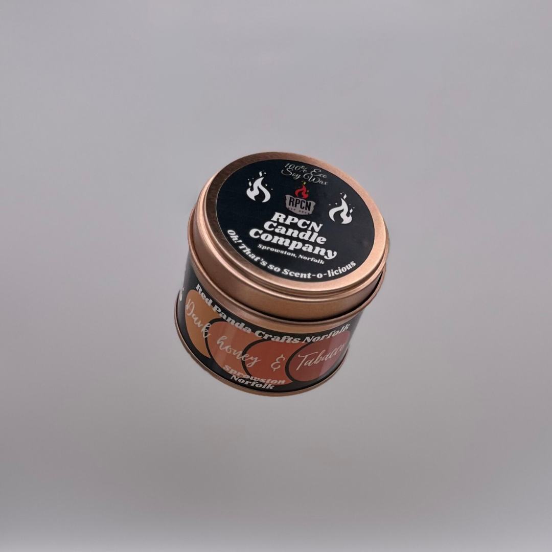 Dark Honey & Tabacco Hand-poured & luxury Soy Candle Tin