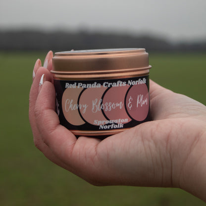 Cherry Blossom & Plum | Hand-poured & luxury Soy Candle Tin