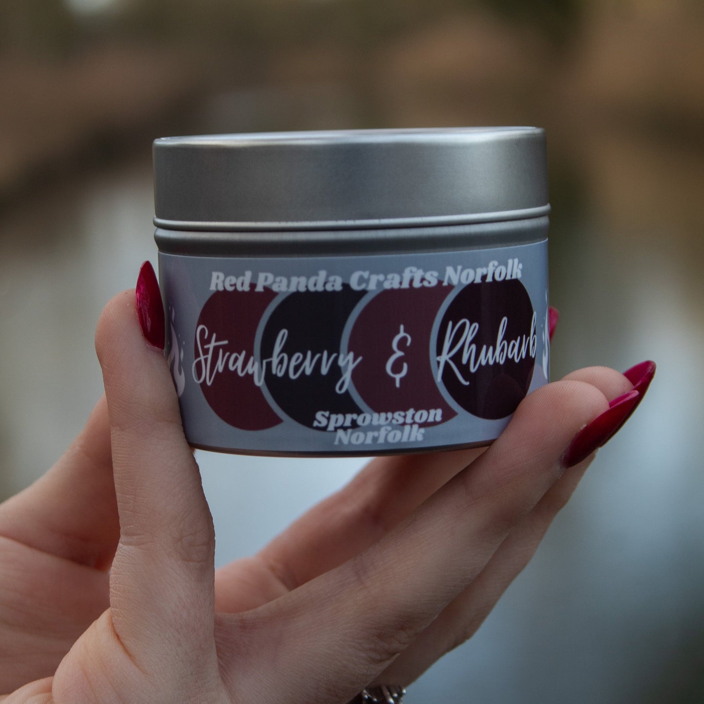 Strawberry & Rhubarb Hand-poured & luxury Soy Candle Tin