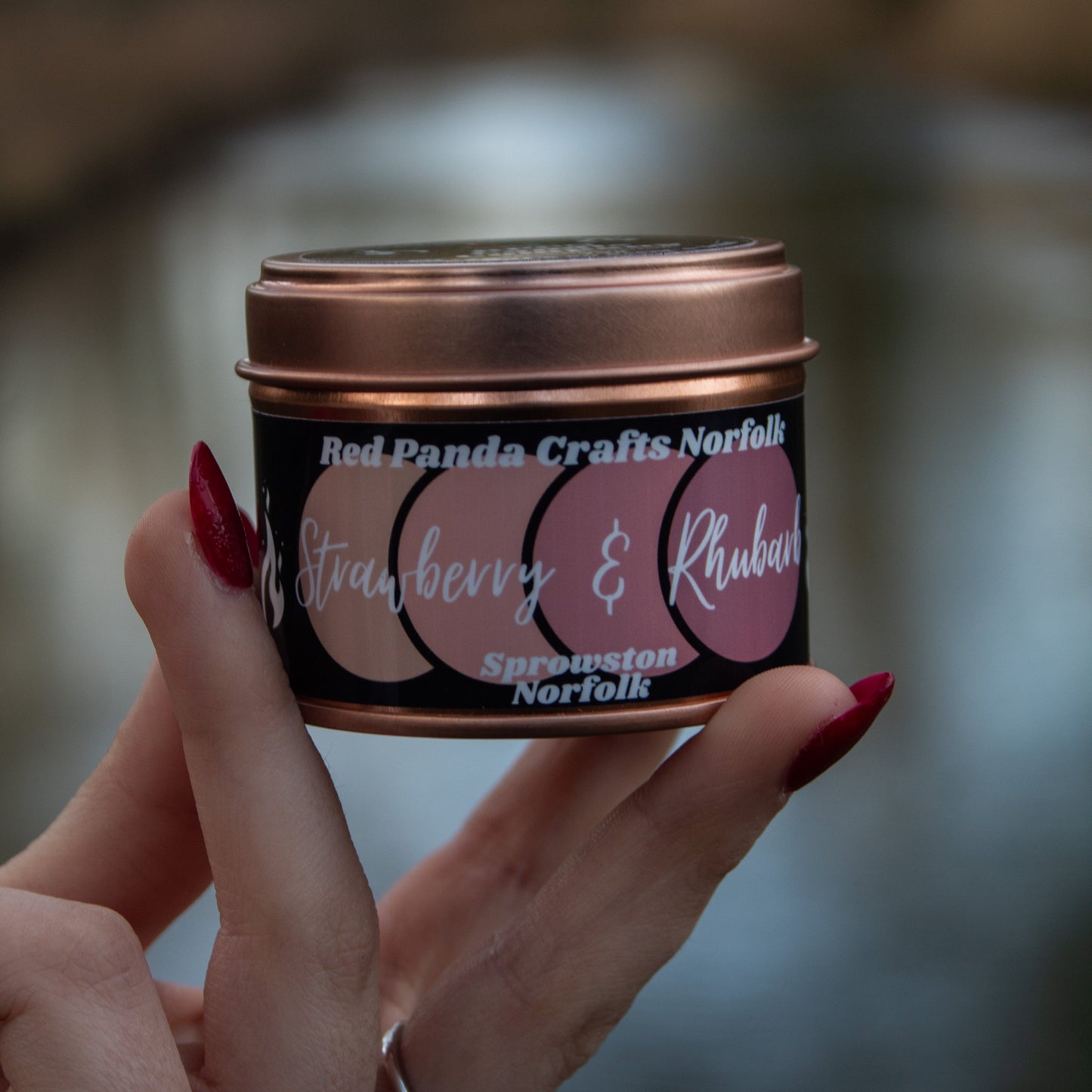 Strawberry & Rhubarb Hand-poured & luxury Soy Candle Tin