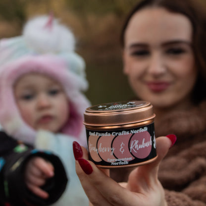 Strawberry & Rhubarb Hand-poured & luxury Soy Candle Tin